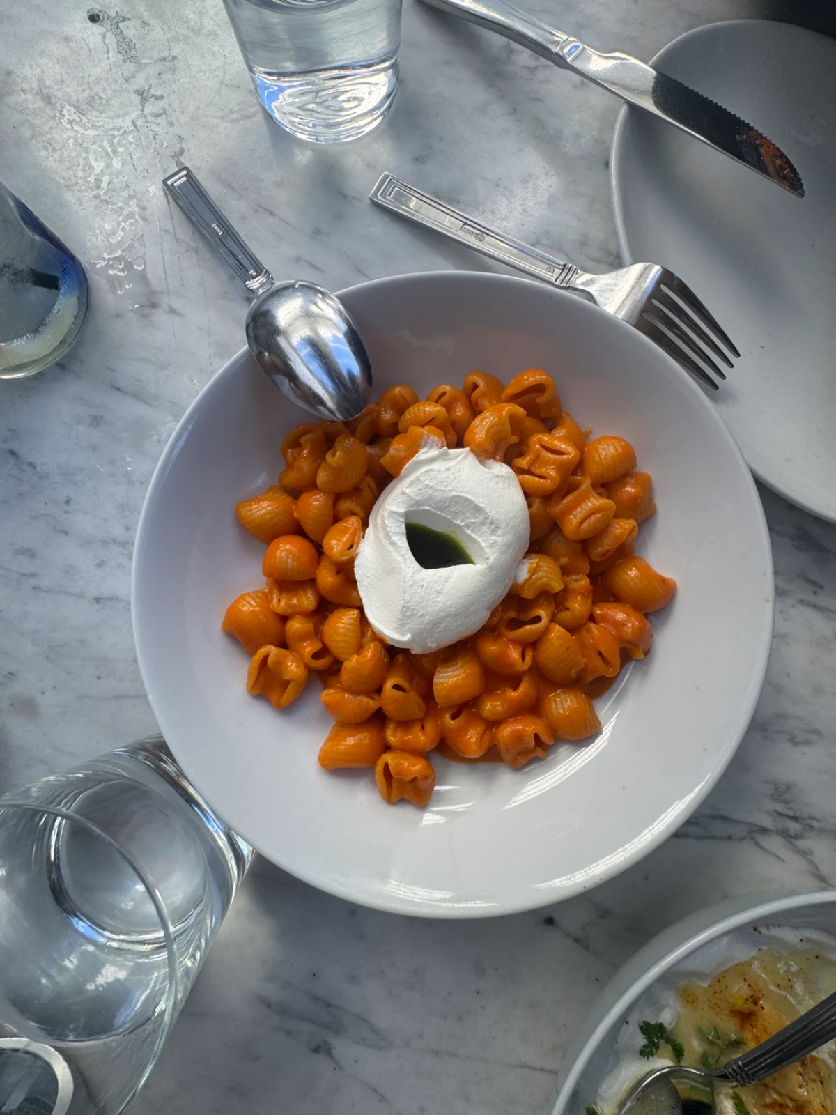 Pasta with whipped cheese